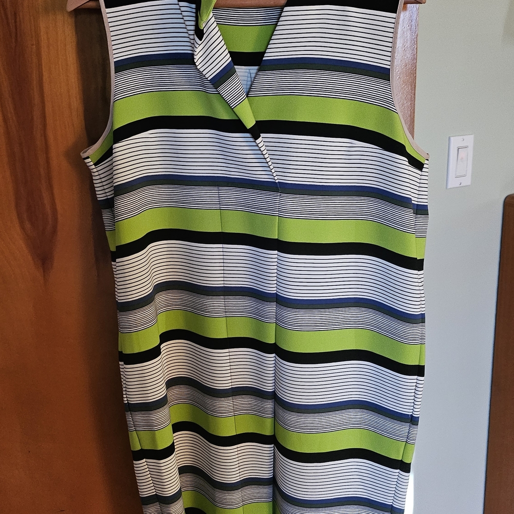 RACHEL Rachel Roy Green and Black Striped Mini Dress